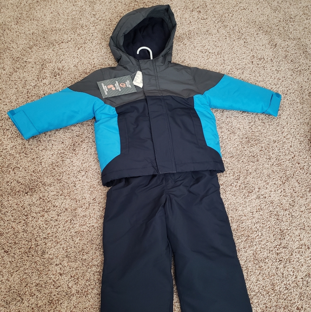 Toddler Boy Snow Bib Suit 3 piece 2t New